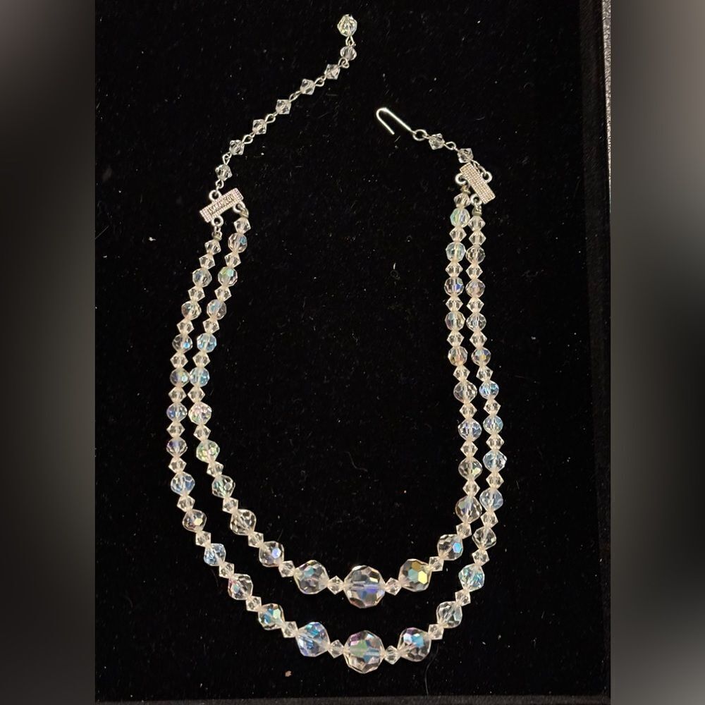 Vintage Sarah Coventry Aurora Borealis Beaded Double StrandâNecklace 16â